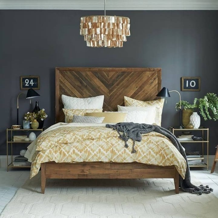 10. Navy Blue and Natural Wood Bedroom Design - navy blue bedroom ideas