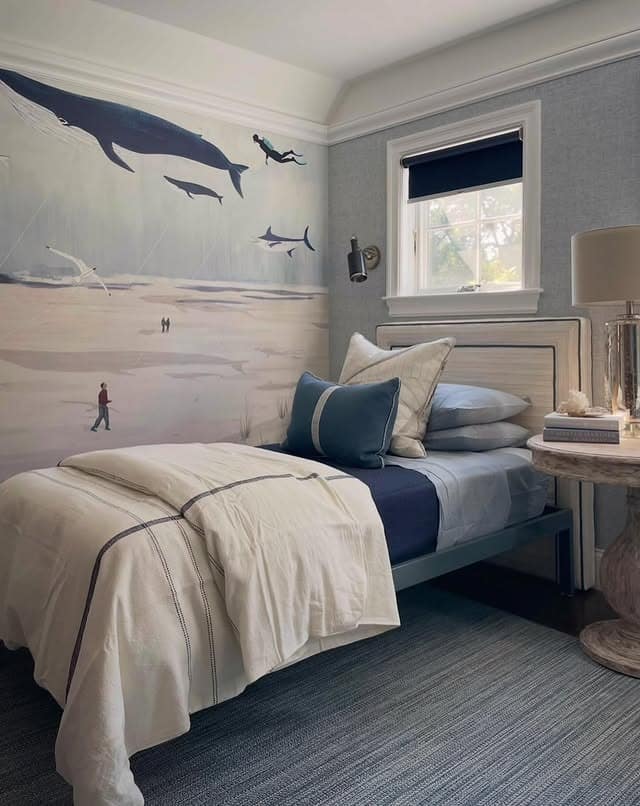 8. Whale Mural Nautical Bedroom Idea for Kids - nautical bedroom ideas