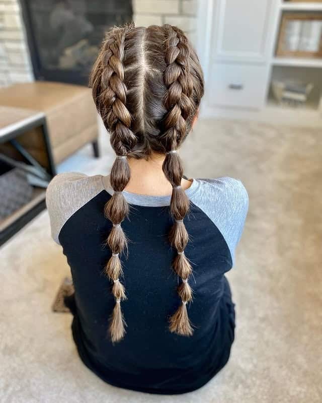 12. Dutch Bubble Braids on Medium Chestnut Brown Hair - Volleyball Hairstyles