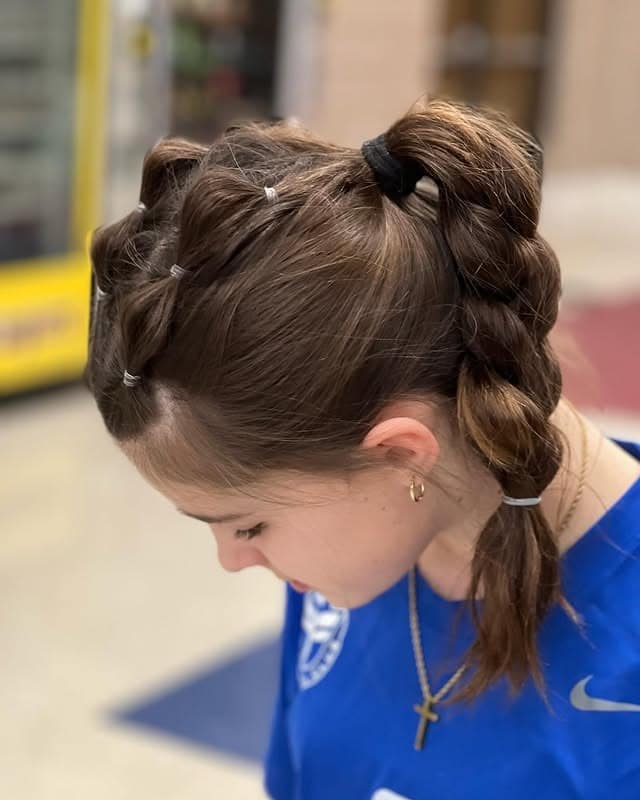 14. Bubble Braid Ponytail on Ash Brown Hair - Volleyball Hairstyles