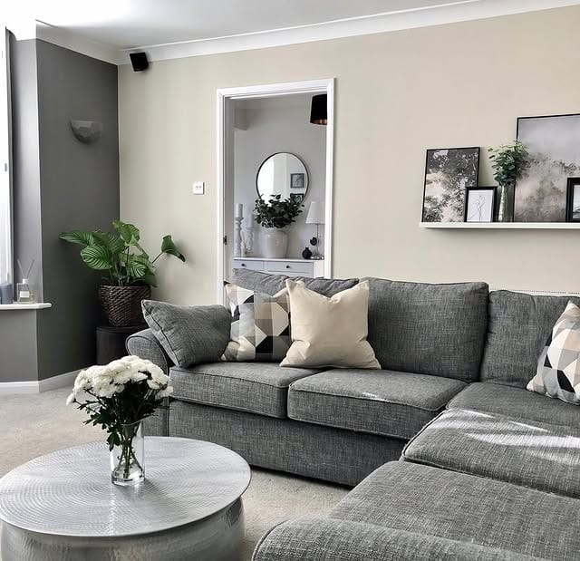 17. Casual Grey and White Living Room with Neutral Styling - grey and white living room ideas