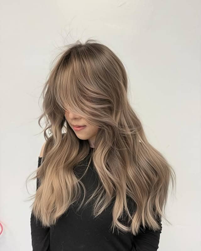 7. Butterfly Layers with Creamy Milk Tea Hair Color - Milk Tea Hair Color