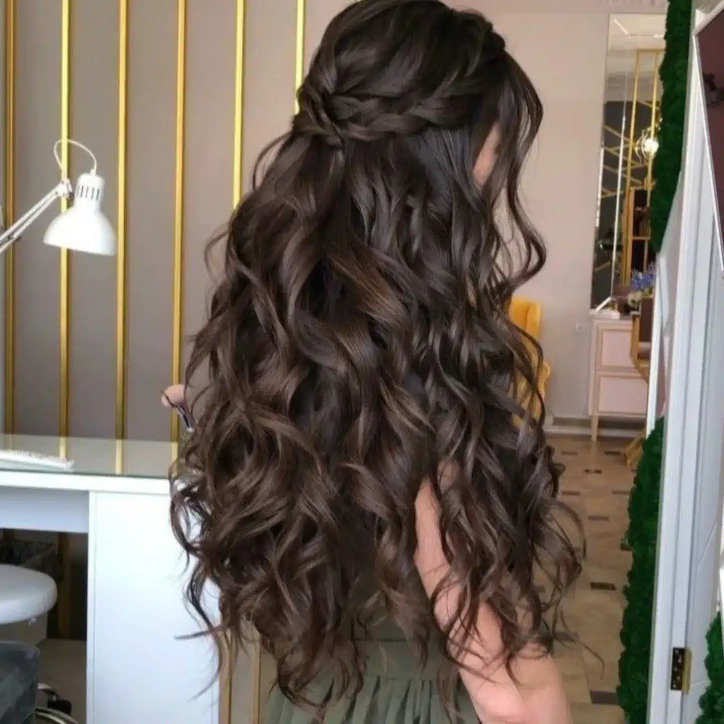 11. Braided Half-Up Wavy Hairstyle with Dark Chocolate Brown Hair - Wavy Hairstyles