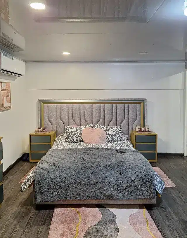 13. Grey and Pink Bedroom Ideas with Plush Modern Textures - grey and pink bedroom ideas