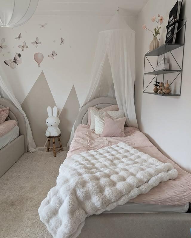 15. Grey and Pink Bedroom Ideas with Cozy Kids Decor - grey and pink bedroom ideas