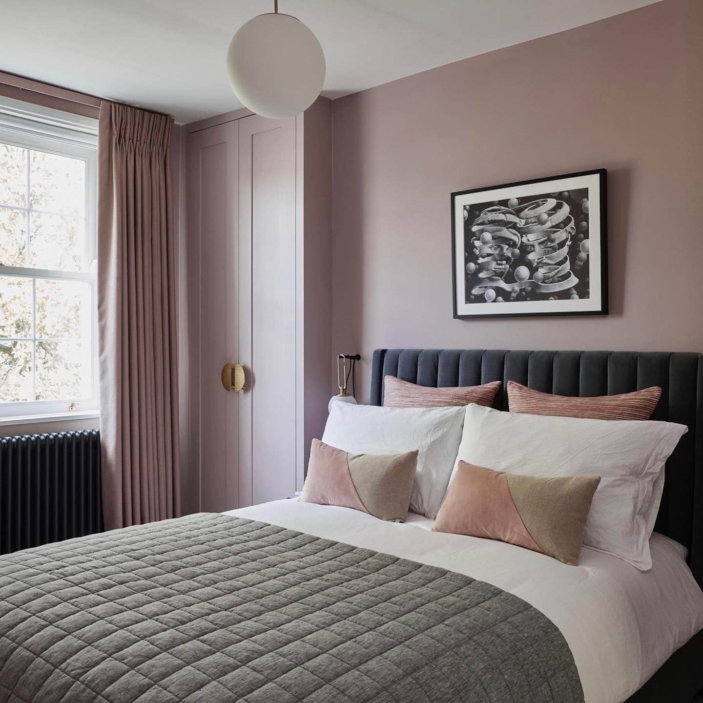 21. Grey and Pink Bedroom Ideas with Dusty Blush Walls - grey and pink bedroom ideas