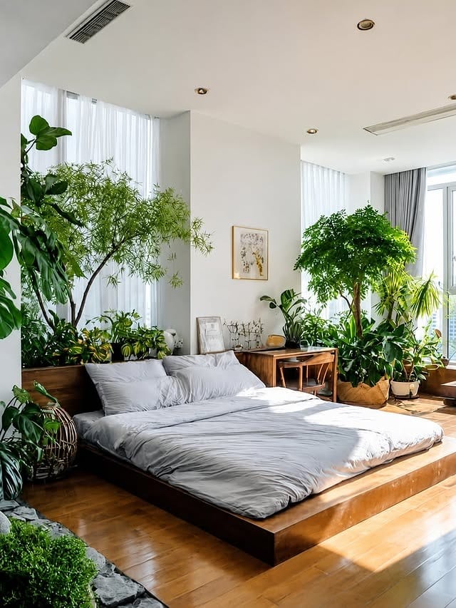 5. Modern Bedroom Ideas with Plants and Crisp White Decor - bedroom ideas with plants