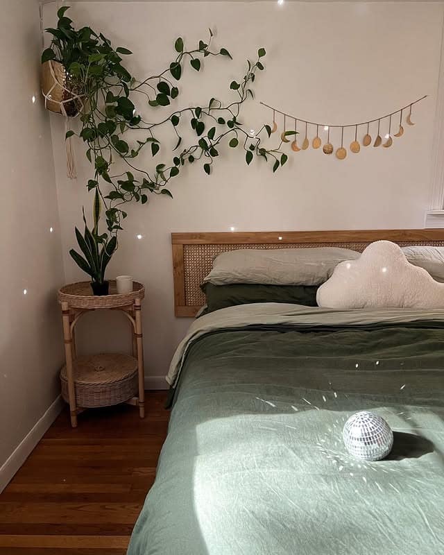 13. Sage Green Bedroom Ideas with Plants and Minimal Decor - bedroom ideas with plants