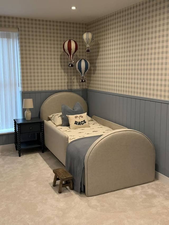 11. Blue and Gray Toddler Bedroom Ideas with Hot Air Balloon Decor - toddler bedroom ideas