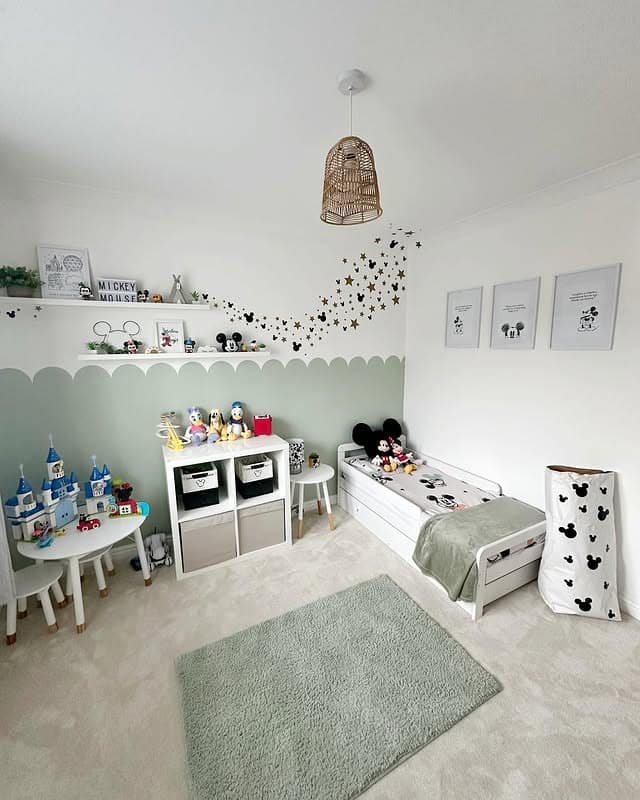 13. Sage Green Toddler Bedroom Ideas with Disney Theme - toddler bedroom ideas