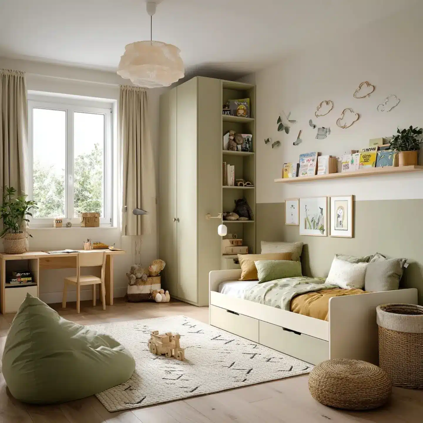 15. Olive Green Toddler Bedroom Ideas with Scandinavian Style - toddler bedroom ideas