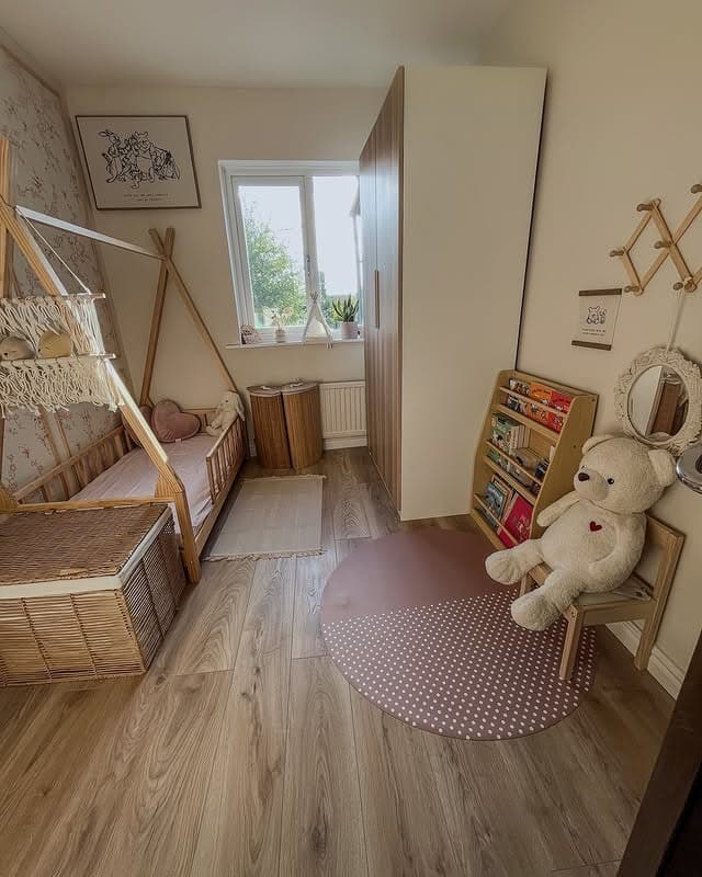18. Natural Wood Toddler Bedroom Ideas with Boho Decor - toddler bedroom ideas