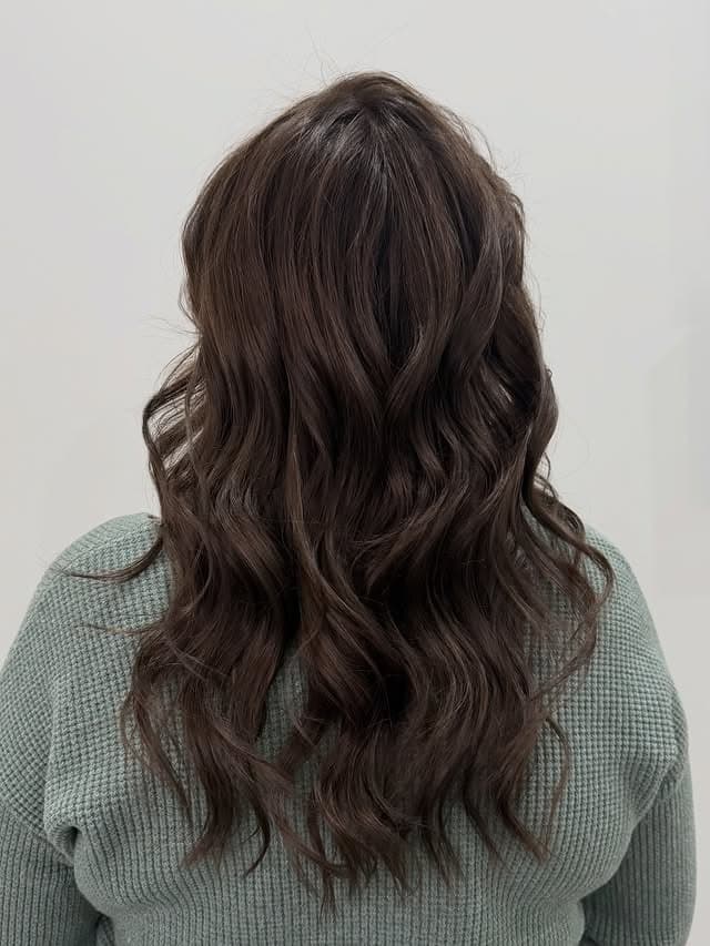 15. Deep Cocoa Brown Layered Waves - Winter Hair Color