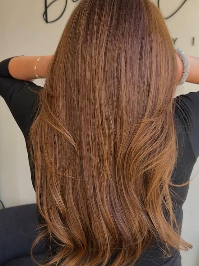 17. Golden Cinnamon Brown Layers - Winter Hair Color
