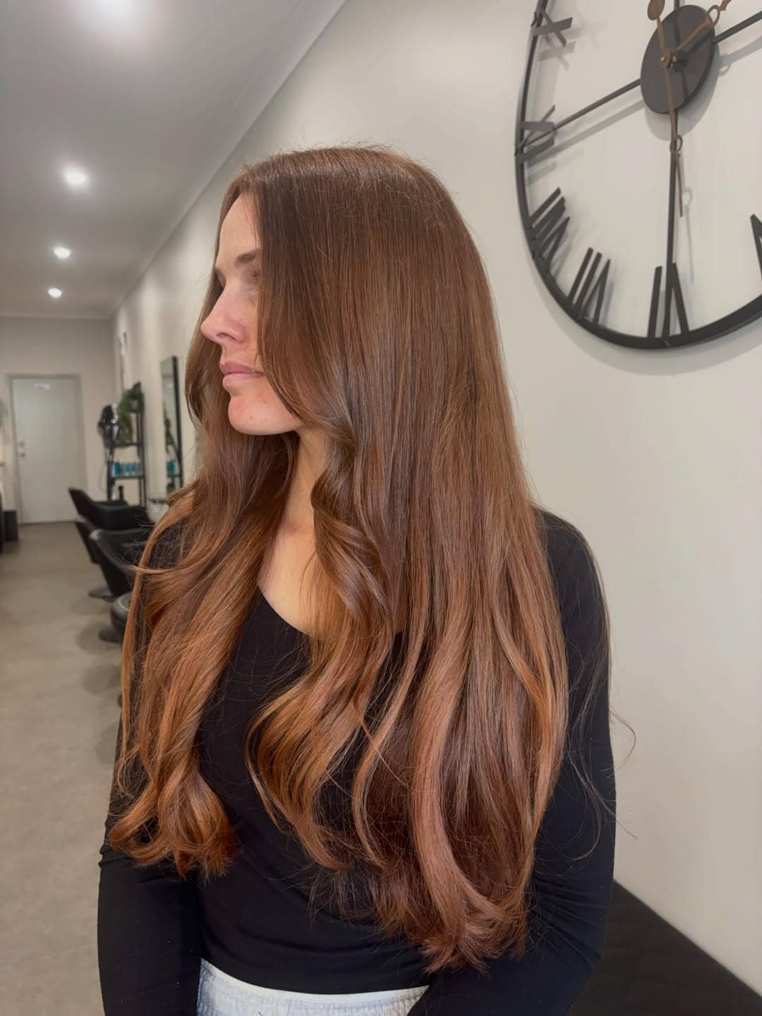 19. Warm Auburn Brown Waves - Winter Hair Color