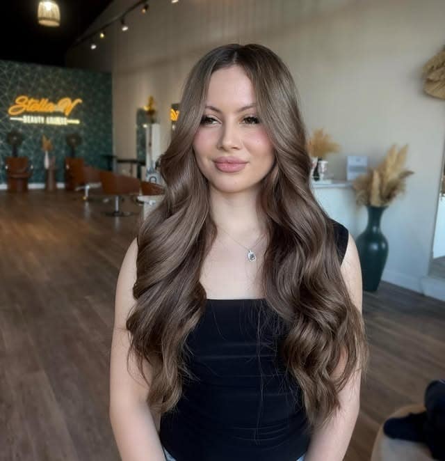 9. Mushroom Brown Long Layered Waves - Baddie Hairstyles