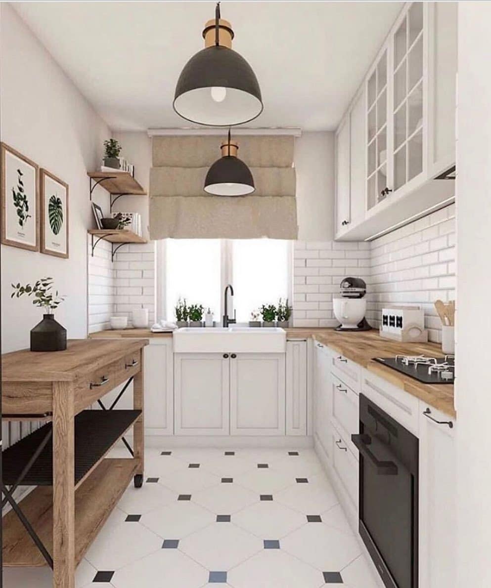 2. Modern White and Wood Galley Kitchen Ideas - small kitchen ideas