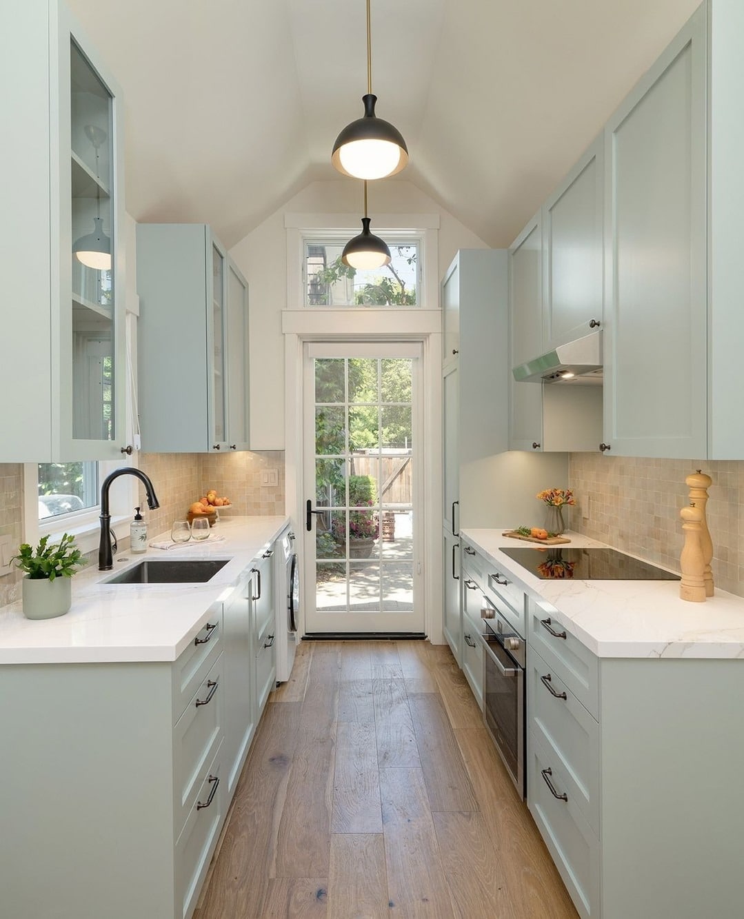10. Light Gray and White Galley Kitchen Ideas - small kitchen ideas