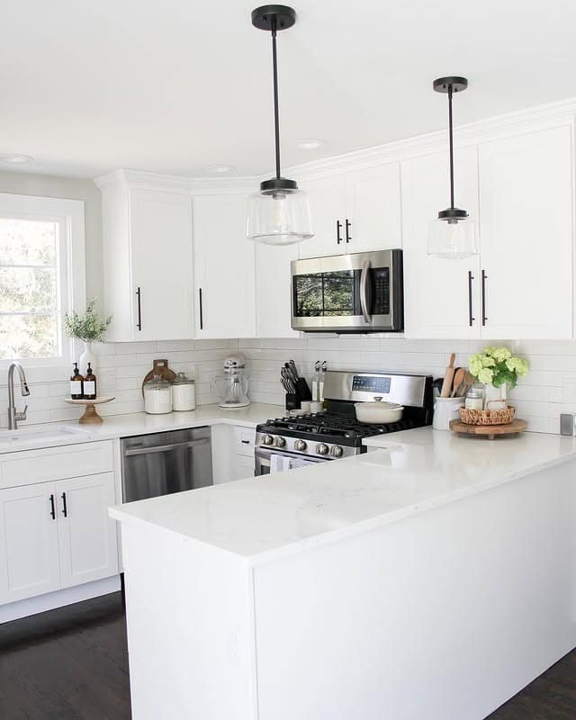19. Bright White Contemporary Kitchen Island Ideas - small kitchen ideas