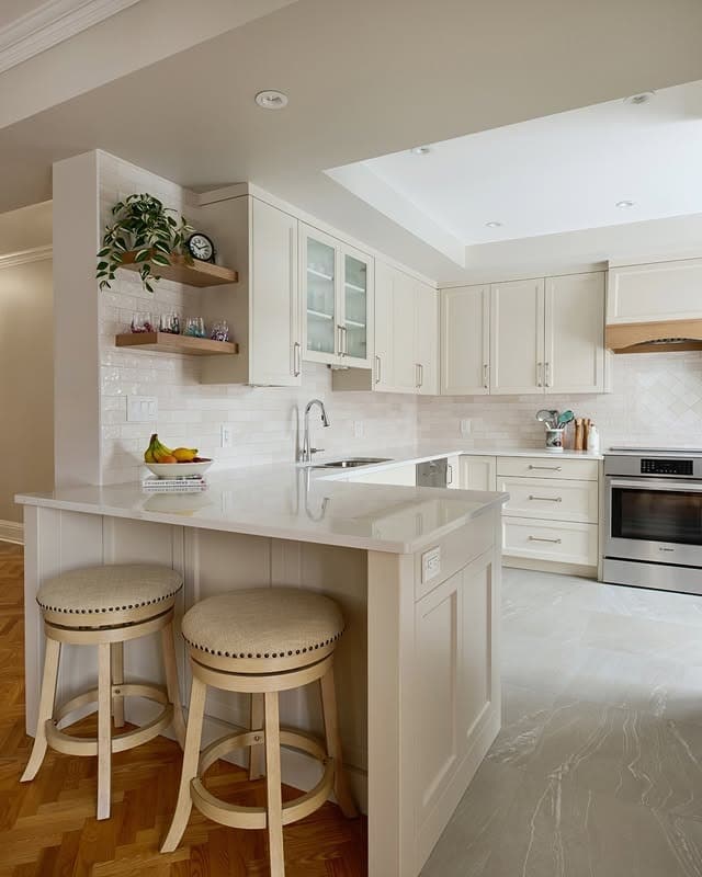 21. Bright White and Cream Small Kitchen Island Ideas - small kitchen ideas
