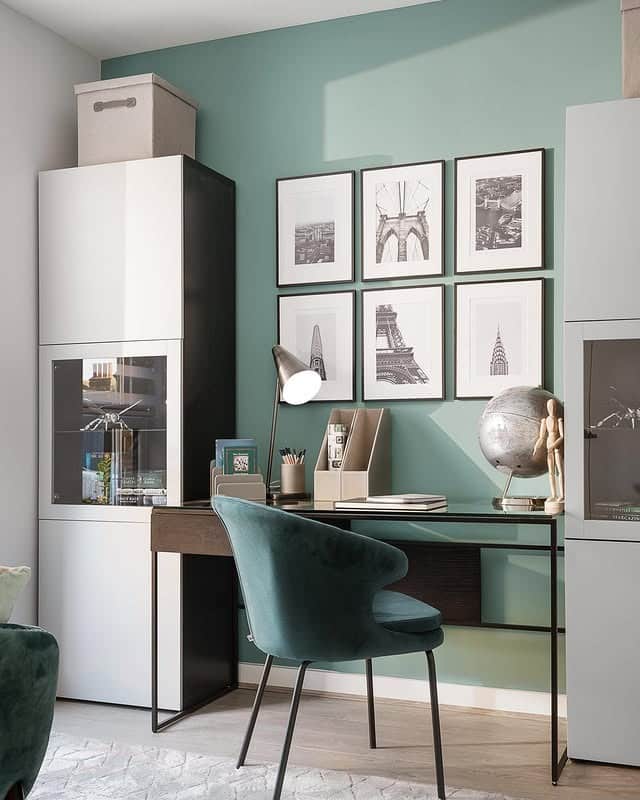 6. Light Teal Office Ideas with Minimal Decor - teal office ideas