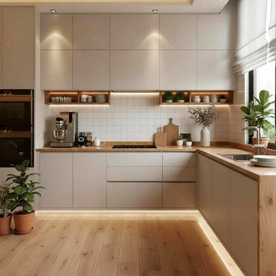 1. Minimalist Kitchen Ideas with Warm Taupe Cabinets - minimalist kitchen ideas