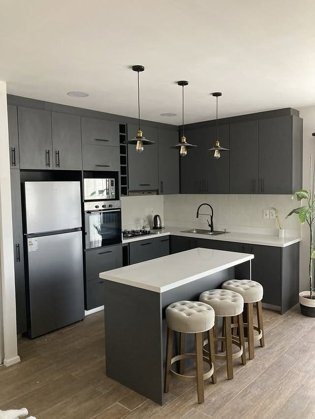 7. Minimalist Kitchen Ideas with Charcoal Gray Cabinets - minimalist kitchen ideas