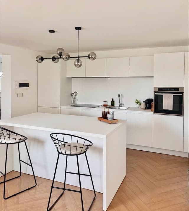 10. Minimalist Kitchen Ideas with White Cabinets and Black Lighting - minimalist kitchen ideas