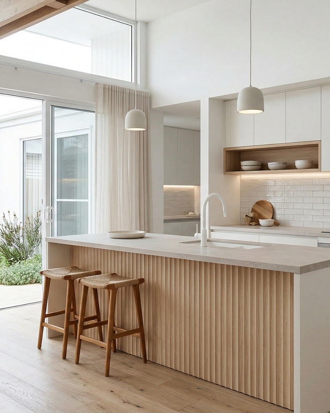 21. Minimalist Kitchen Ideas with White and Natural Oak Accents - minimalist kitchen ideas