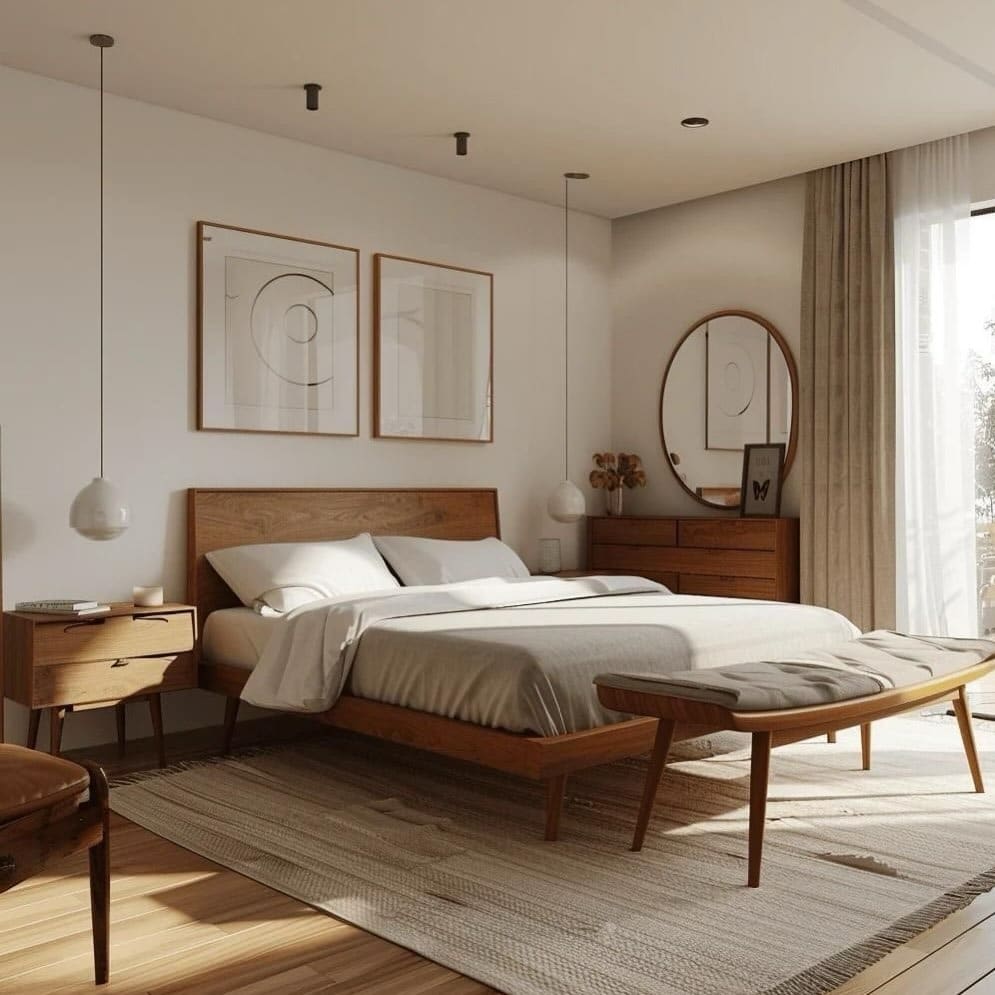 1. Traditional Bedroom Ideas with Warm Walnut and Cream Palette - traditional bedroom ideas