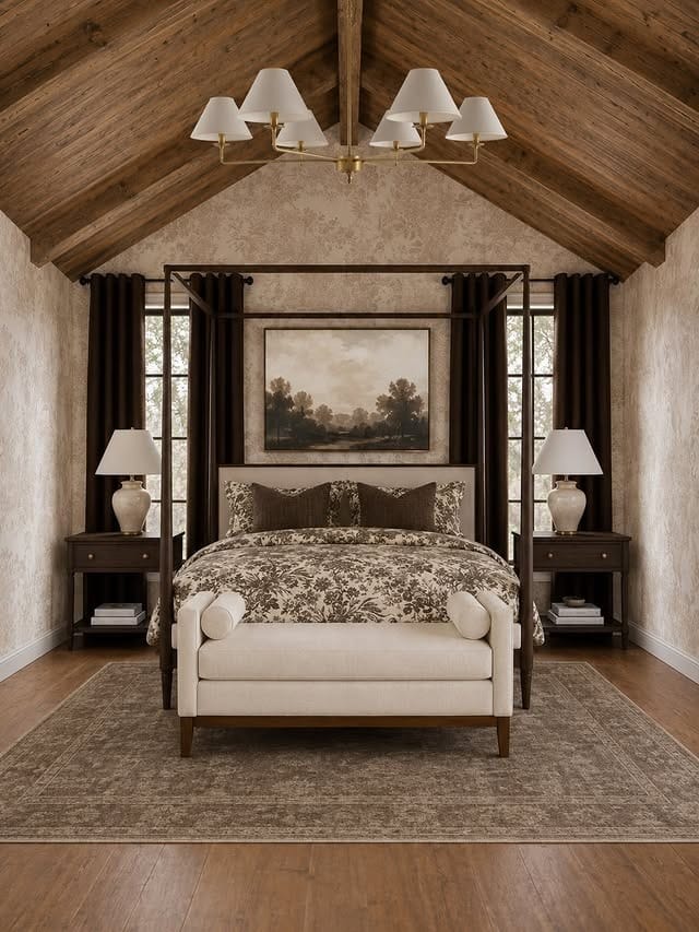 2. Traditional Bedroom Ideas with Rustic Brown and Beige Tones - traditional bedroom ideas