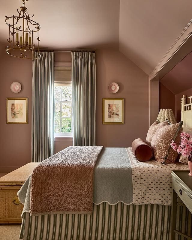 4. Traditional Bedroom Ideas with Dusty Mauve and Soft Sage Colors - traditional bedroom ideas