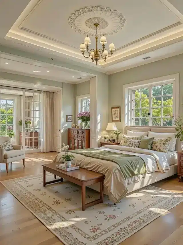 6. Traditional Bedroom Ideas with Sage Green and Cream Decor - traditional bedroom ideas