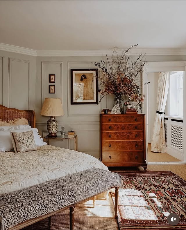 11. Traditional Bedroom Ideas with Soft Gray and Rich Cherry Wood - traditional bedroom ideas
