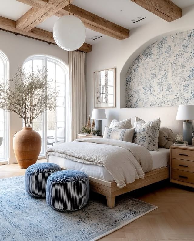 12. Traditional Bedroom Ideas with Light Oak and Powder Blue Accents - traditional bedroom ideas