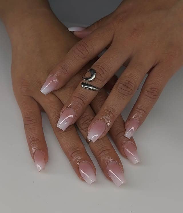 9. Soft Pink Classic French Short Coffin Nails - short coffin nail ideas