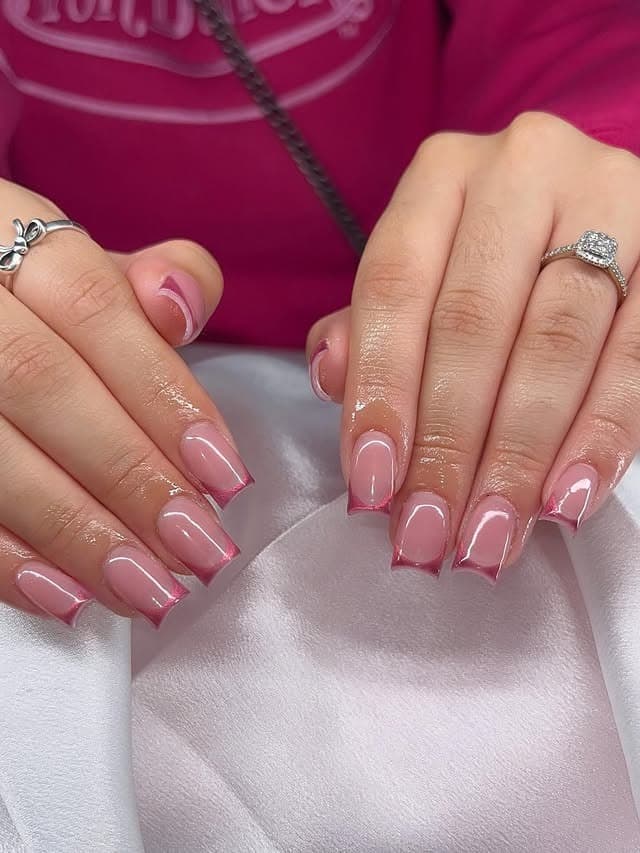 15. Mauve Double French Short Coffin Nails - short coffin nail ideas