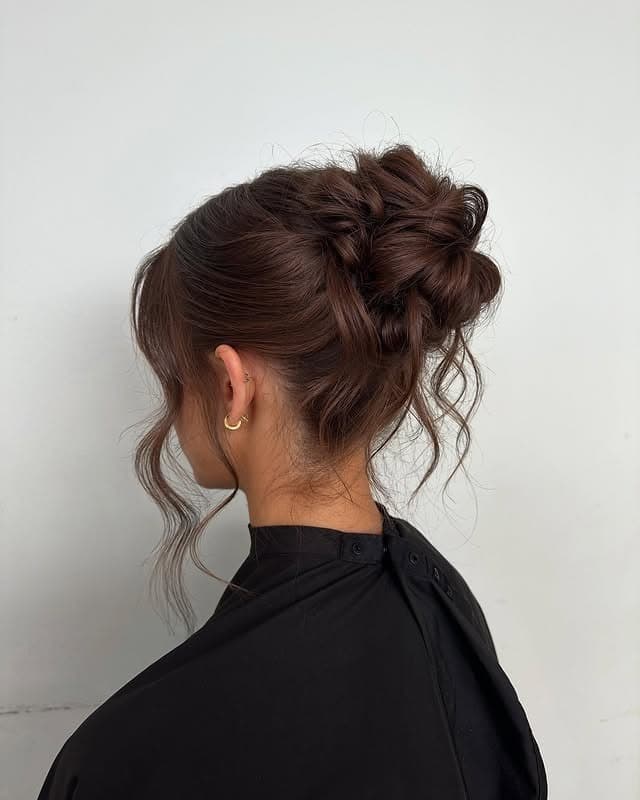 10. Soft Messy Bun with Deep Brown Hair - Bun Hairstyles