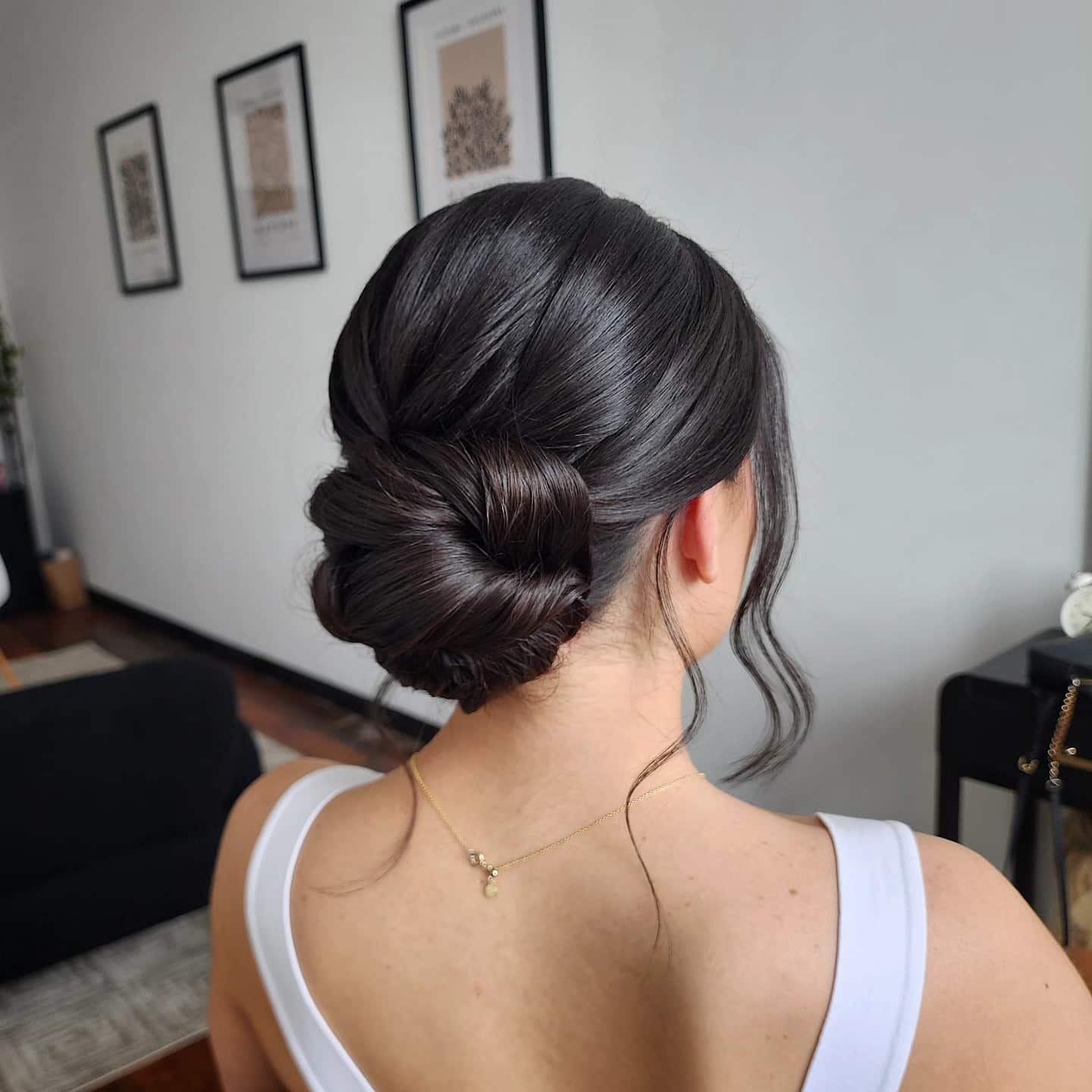 17. Classic Wrapped Low Bun with Espresso Brown Hair - Bun Hairstyles