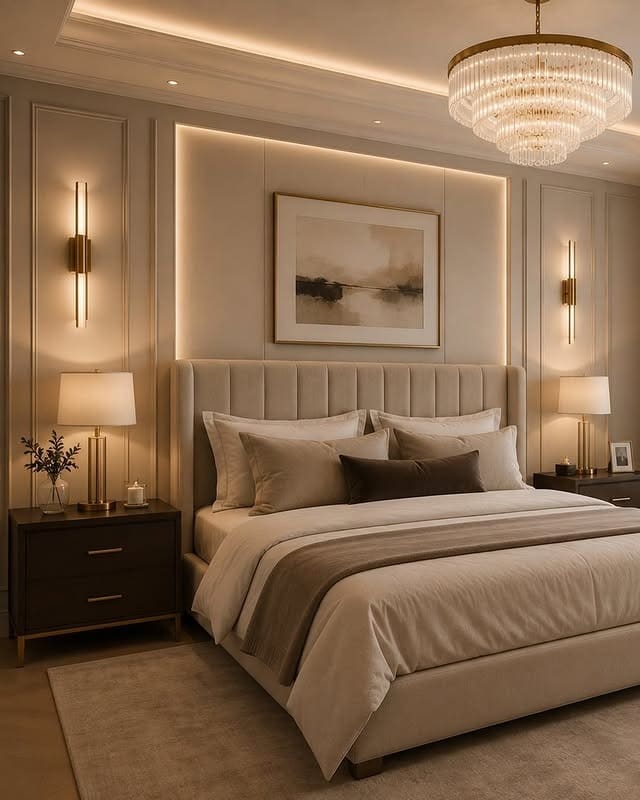 6. Chic Bedroom Ideas in Beige and Gold - chic bedroom ideas