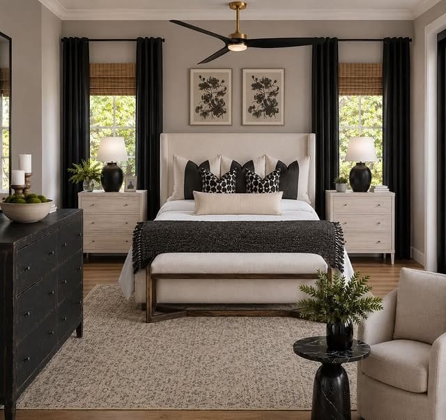 7. Chic Bedroom Ideas in Black and White - chic bedroom ideas