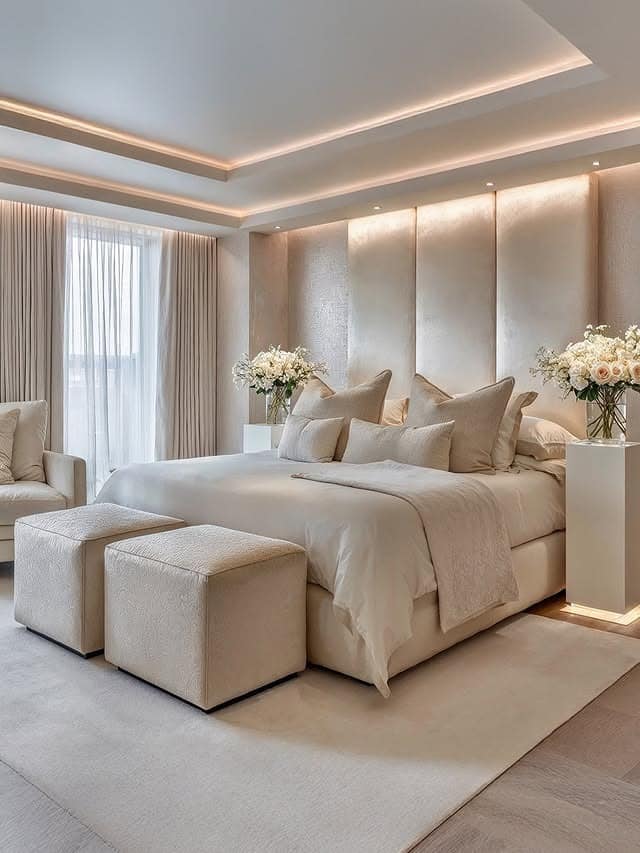 8. Chic Bedroom Ideas in Soft White and Cream - chic bedroom ideas