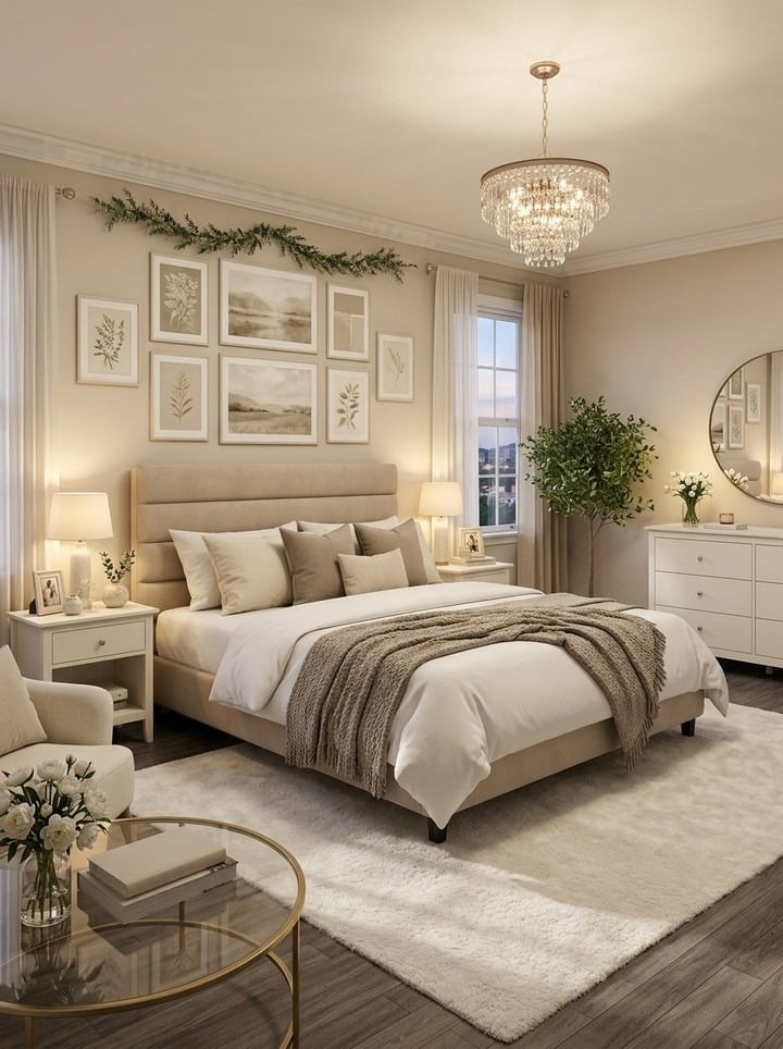 12. Chic Bedroom Ideas in Beige and Cream - chic bedroom ideas