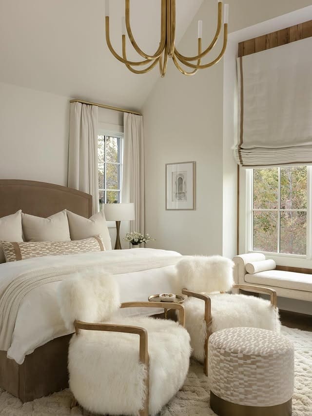 15. Chic Bedroom Ideas in Warm White and Camel - chic bedroom ideas
