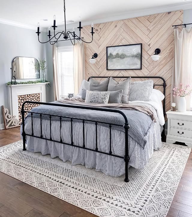 6. Farmhouse Western Bedroom Ideas with Soft Gray and Natural Wood - western bedroom ideas