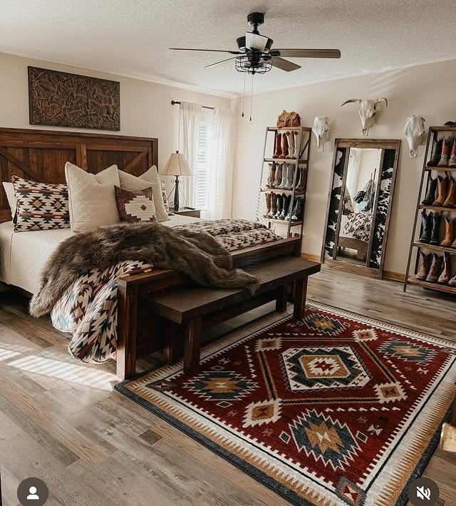 8. Rustic Western Bedroom Ideas with Southwestern Rugs - western bedroom ideas
