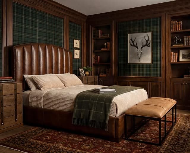 12. Classic Western Bedroom Ideas in Brown and Forest Green - western bedroom ideas