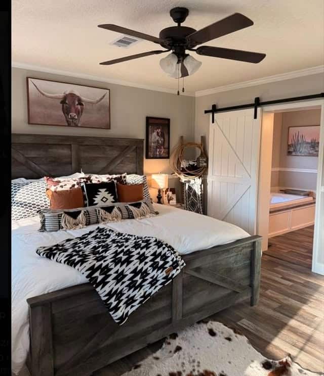 14. Modern Western Bedroom Ideas with Gray and Rust Accents - western bedroom ideas