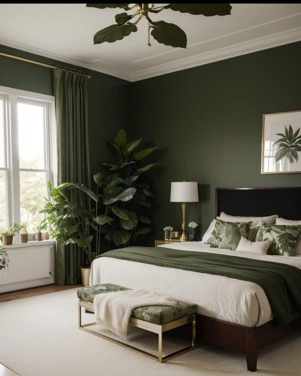 18. Botanical Green Bedroom With Tropical Touches - green bedroom ideas