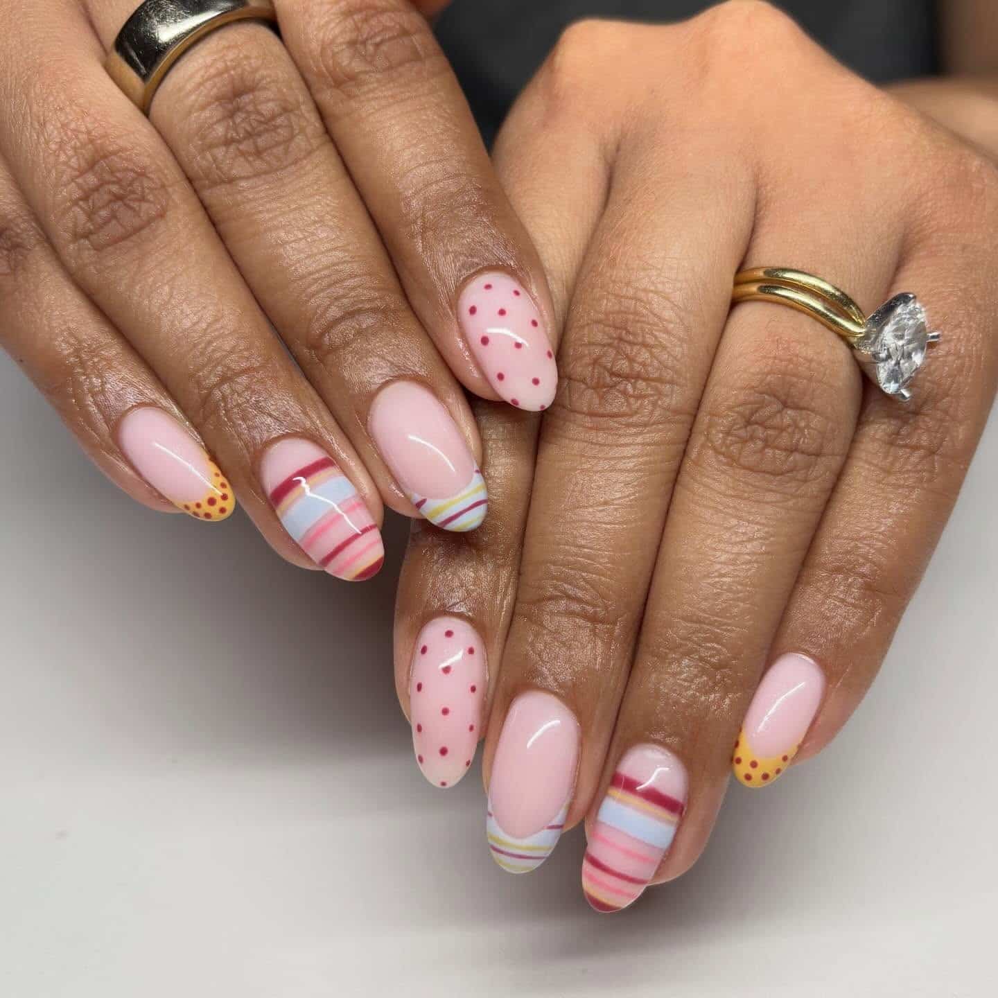 8. Pastel Stripe and Polka Dot Nails - april nail ideas